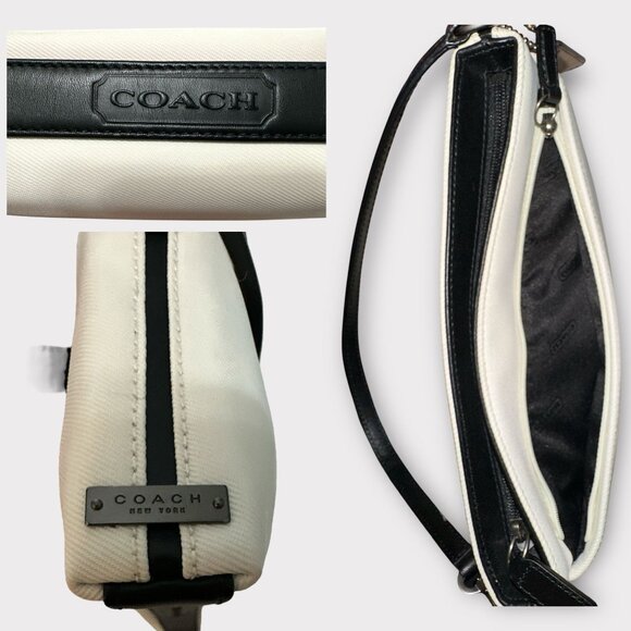 Vintage Y2K Coach White and Black Shoulder Bag Convertible Wristlet - Picture 6 of 8